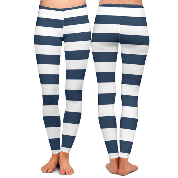 Horizontal Stripe Ladies Leggings - Front and Back