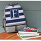 Horizontal Stripe Large Backpack - Gray - On Desk