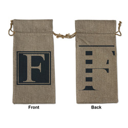 Horizontal Stripe Large Burlap Gift Bag - Front & Back (Personalized)