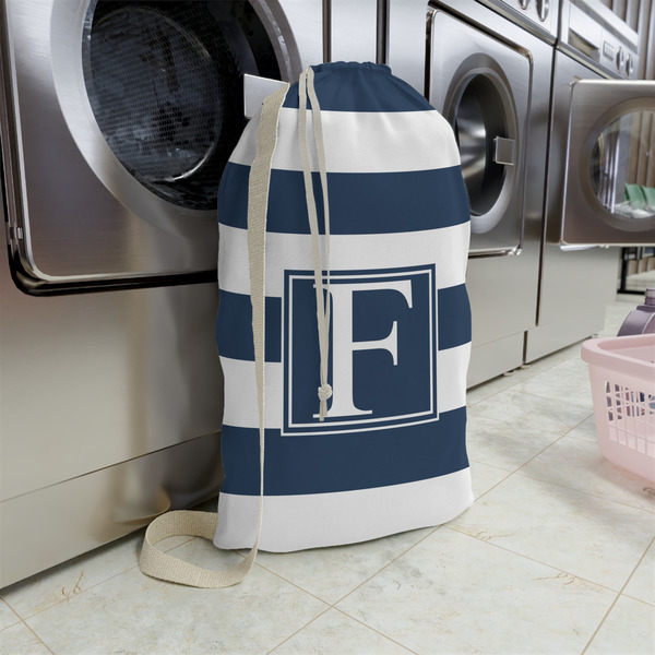 Horizontal Stripe Large Laundry Bag - In Context