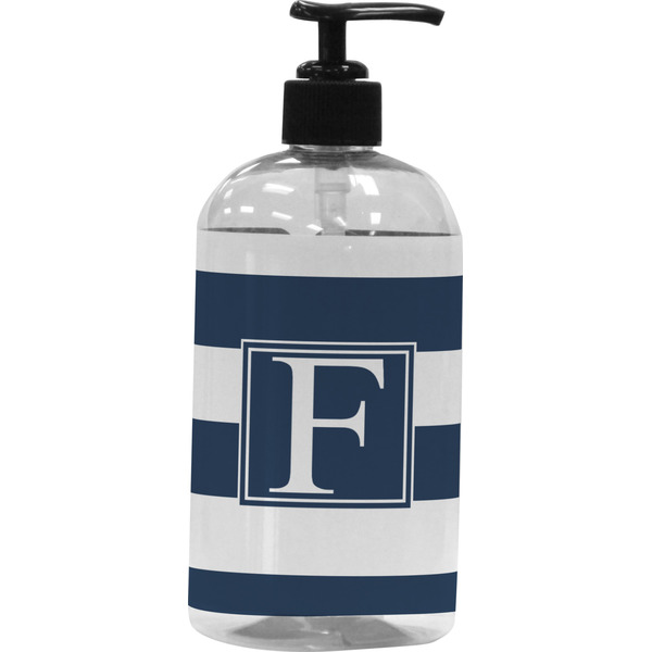 Custom Horizontal Stripe Plastic Soap / Lotion Dispenser (16 oz - Large - Black) (Personalized)