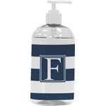 Horizontal Stripe Plastic Soap / Lotion Dispenser (16 oz - Large - White) (Personalized)