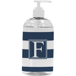 Horizontal Stripe Plastic Soap / Lotion Dispenser (16 oz - Large - White) (Personalized)