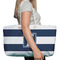 Horizontal Stripe Large Rope Tote Bag - In Context View