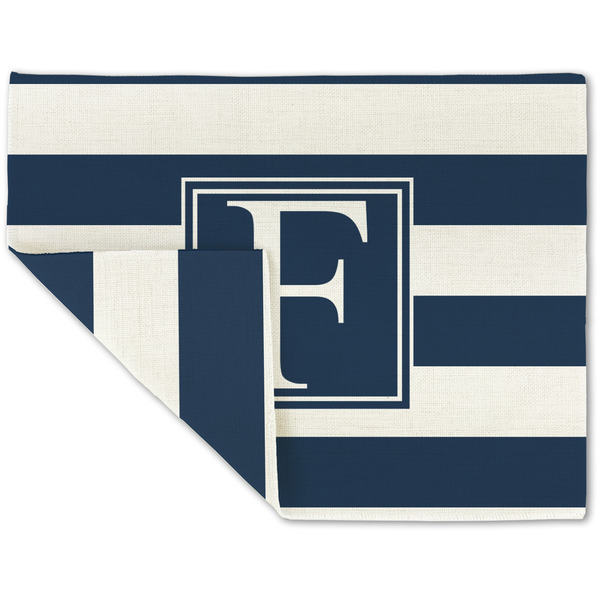 Custom Horizontal Stripe Double-Sided Linen Placemat - Single w/ Initial