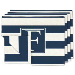 Horizontal Stripe Double-Sided Linen Placemat - Set of 4 w/ Initial