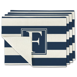Horizontal Stripe Single-Sided Linen Placemat - Set of 4 w/ Initial