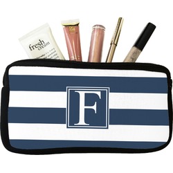 Horizontal Stripe Makeup / Cosmetic Bag - Small (Personalized)