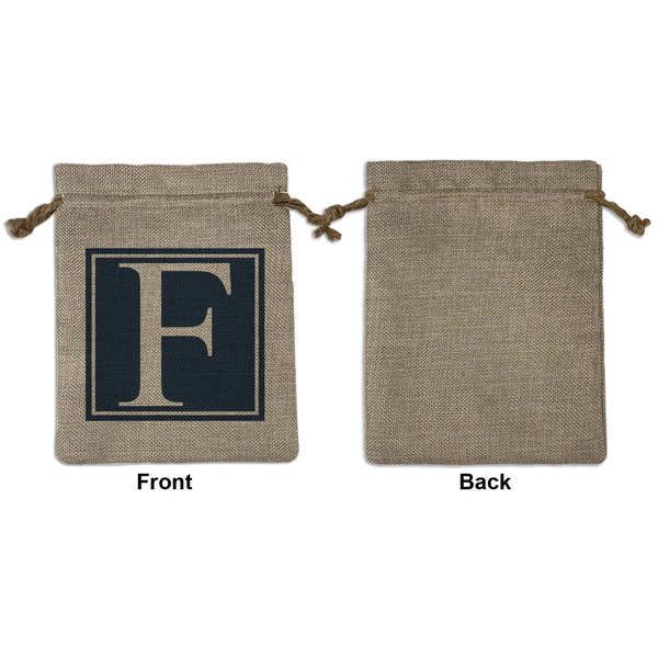 Horizontal Stripe Medium Burlap Gift Bag - Front Approval