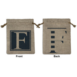 Horizontal Stripe Medium Burlap Gift Bag - Front & Back (Personalized)