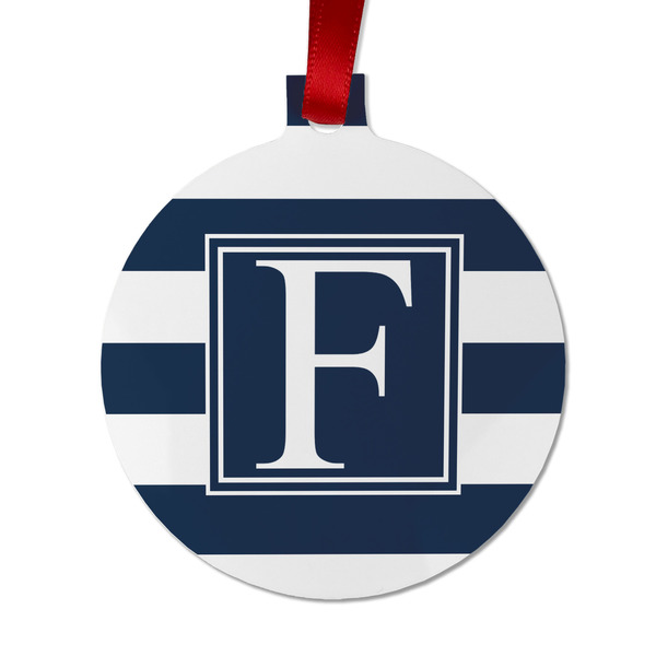 Horizontal Stripe Metal Ball Ornament - Front