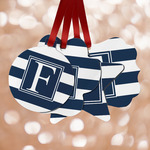 Horizontal Stripe Metal Ornaments - Double Sided w/ Initial