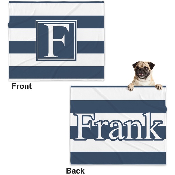Horizontal Stripe Microfleece Dog Blanket - Large- Front & Back