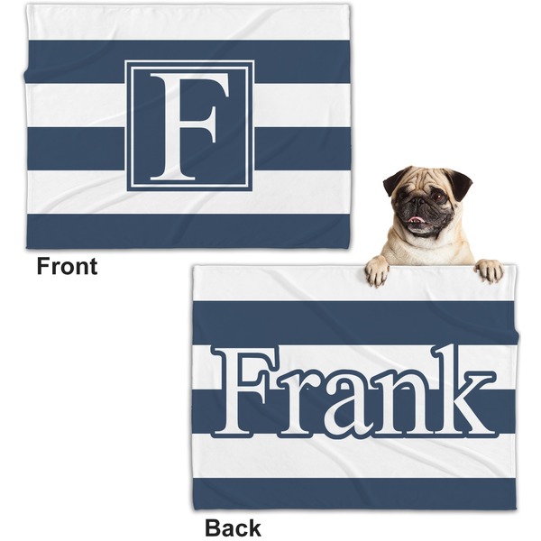 Horizontal Stripe Microfleece Dog Blanket - Regular - Front & Back