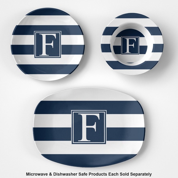 Horizontal Stripe Microwave & Dishwasher Safe CP Plastic Dishware - Group