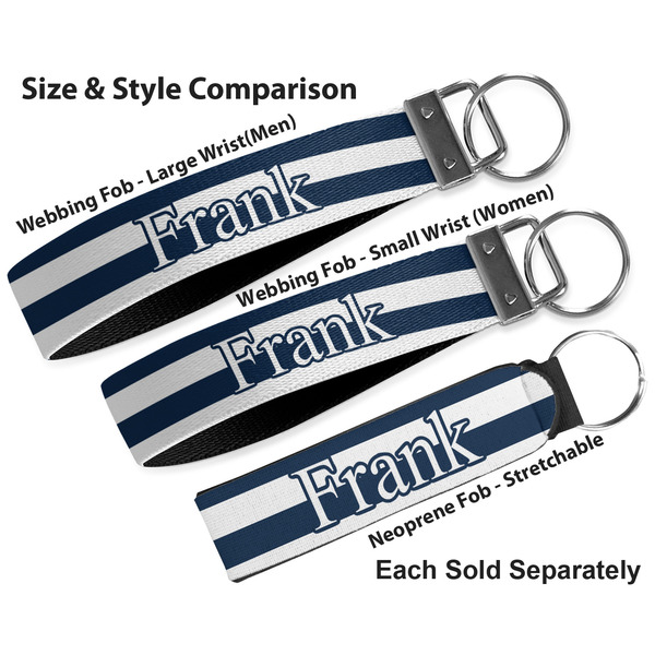 Horizontal Stripe Multiple Key Ring comparison sizes