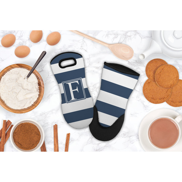 Horizontal Stripe Neoprene Oven Mitt - Lifestyle Image