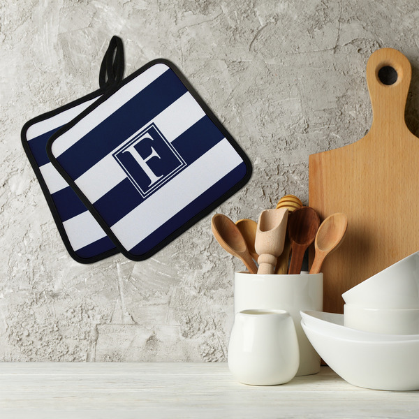 Horizontal Stripe Neoprene Pot Holder - Set of 2  LIFESTYLE