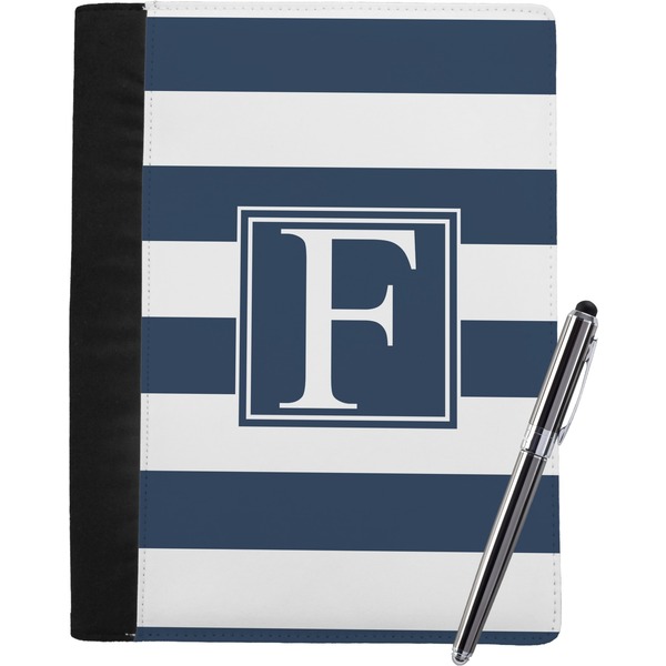 Custom Horizontal Stripe Notebook Padfolio - Large w/ Initial