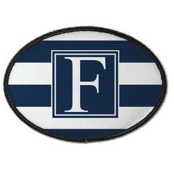 Horizontal Stripe Iron On Oval Patch w/ Initial