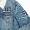 Horizontal Stripe Patches Lifestyle Jean Jacket Detail