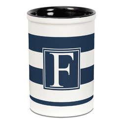 Horizontal Stripe Ceramic Pencil Holders - Black