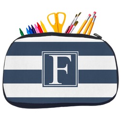 Horizontal Stripe Neoprene Pencil Case - Medium w/ Initial