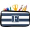 Horizontal Stripe Neoprene Pencil Case - Small w/ Initial