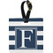 Horizontal Stripe Plastic Luggage Tag - Square w/ Initial