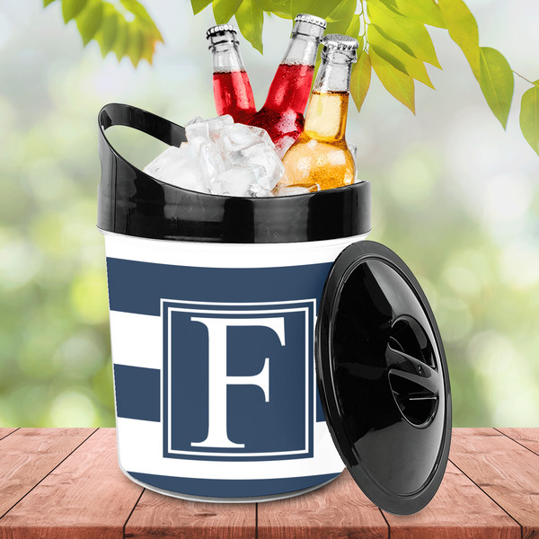 Horizontal Stripe Plastic Ice Bucket - LIFESTYLE