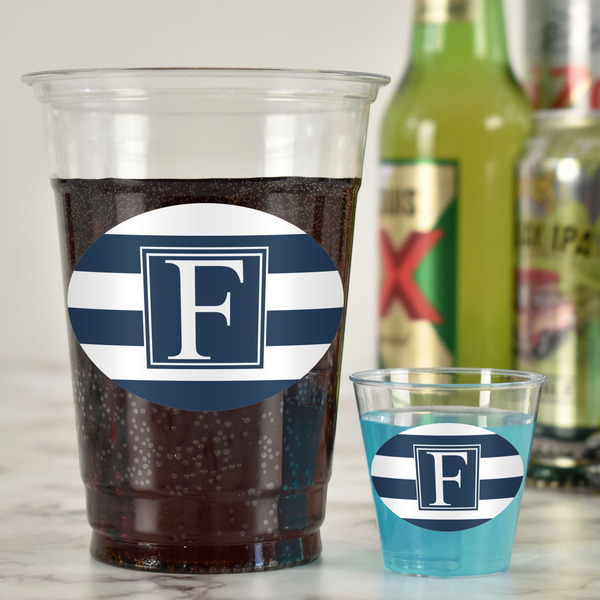 Horizontal Stripe Plastic Shot Glasses - In Context