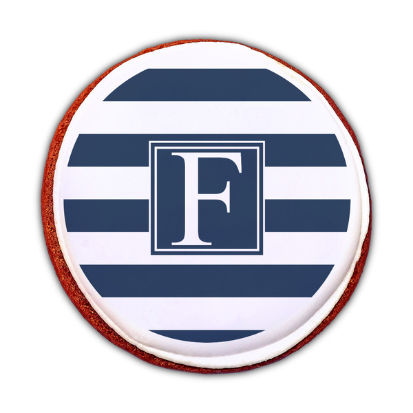 Horizontal Stripe Printed Icing Circle - Medium - On Cookie