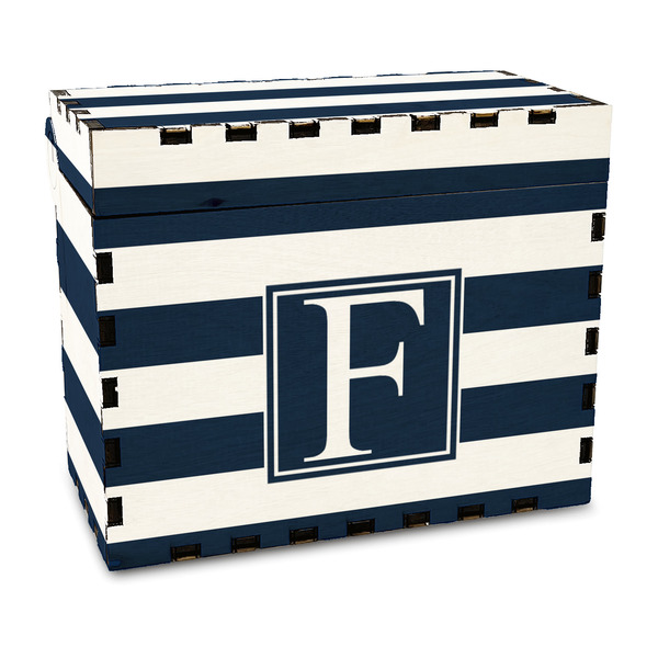 Custom Horizontal Stripe Wood Recipe Box - Full Color Print (Personalized)
