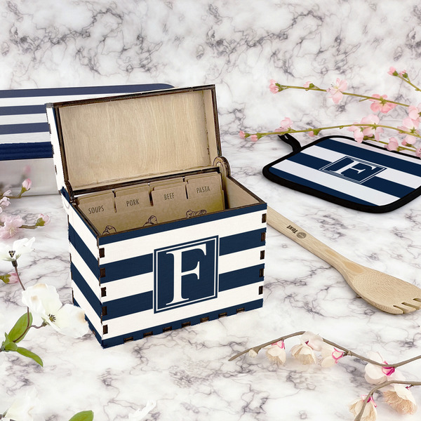 Horizontal Stripe Recipe Box - Full Color - In Context