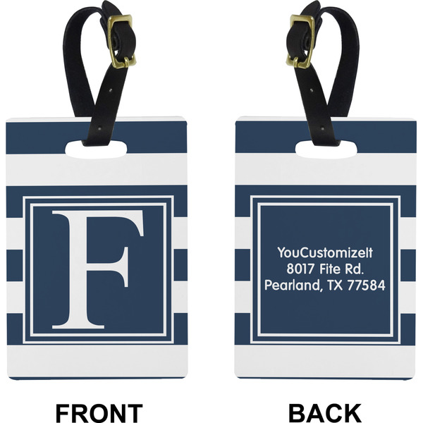 Horizontal Stripe Rectangle Luggage Tag (Front + Back)