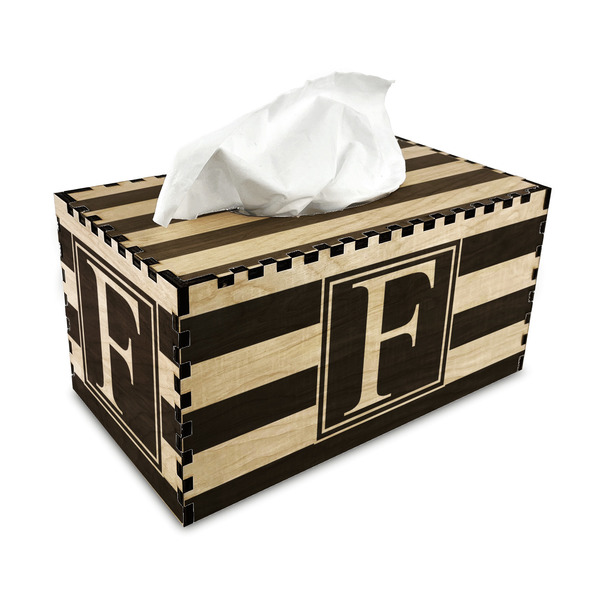 Horizontal Stripe Rectangle Tissue Box Covers - Wood - with tissue