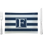 Horizontal Stripe Rectangular Glass Lunch / Dinner Plate - Single or Set (Personalized)