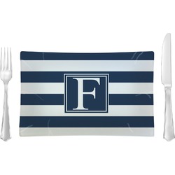 Horizontal Stripe Glass Rectangular Lunch / Dinner Plate (Personalized)