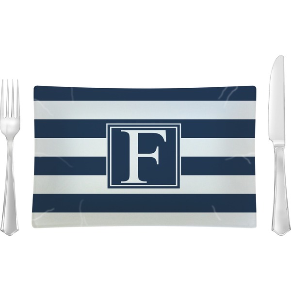 Custom Horizontal Stripe Rectangular Glass Lunch / Dinner Plate - Single or Set (Personalized)