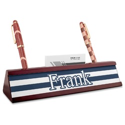 Horizontal Stripe Red Mahogany Nameplate with Business Card Holder (Personalized)