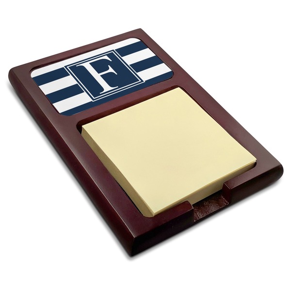 Custom Horizontal Stripe Red Mahogany Sticky Note Holder (Personalized)