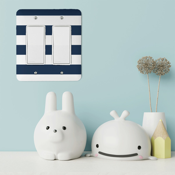 Horizontal Stripe Rocker Light Switch Covers - Double - IN CONTEXT