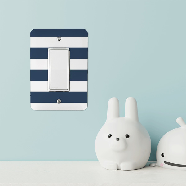 Horizontal Stripe Rocker Light Switch Covers - Single - IN CONTEXT