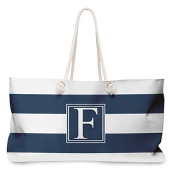 Horizontal Stripe Large Tote Bag with Rope Handles (Personalized)