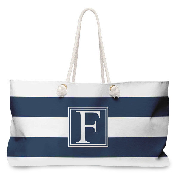 Custom Horizontal Stripe Large Tote Bag with Rope Handles (Personalized)