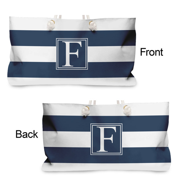 Horizontal Stripe Large Rope Tote - From & Back View