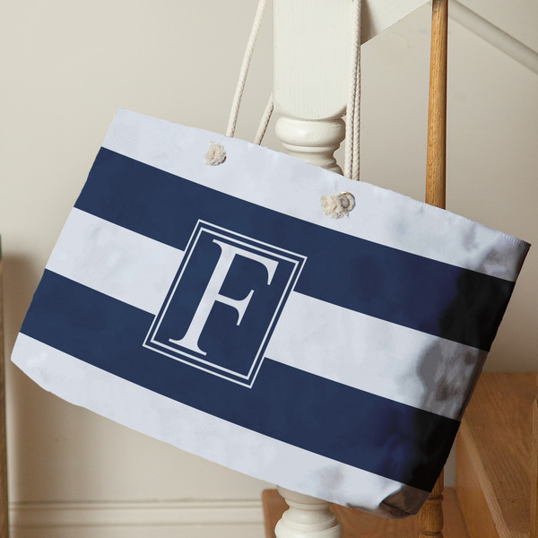 Horizontal Stripe Large Rope Tote - Life Style