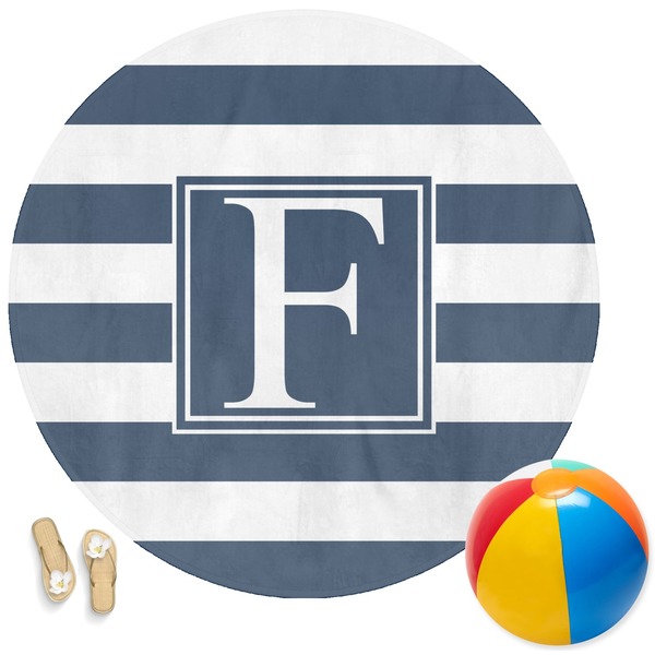 Custom Horizontal Stripe Round Beach Towel (Personalized)