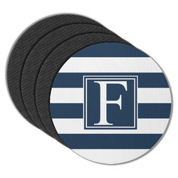 Horizontal Stripe Round Rubber Backed Coasters - Set of 4 (Personalized)