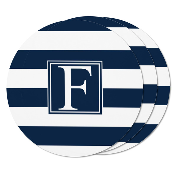 Horizontal Stripe Round Fridge Magnet - THREE